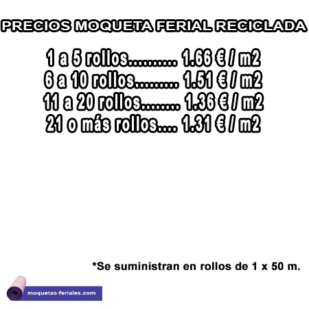 Tarifas de moqueta ferial reciclada para la protección de suelos