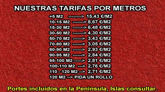 Tarifas de moqueta al corte por metros